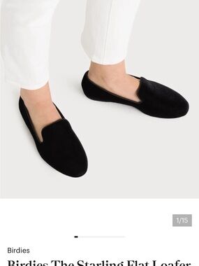 Birdies The Starling Black Velvet Loafer Flats, size 8
